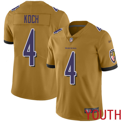 Baltimore Ravens Limited Gold Youth Sam Koch Jersey NFL Football #4 Inverted Legend